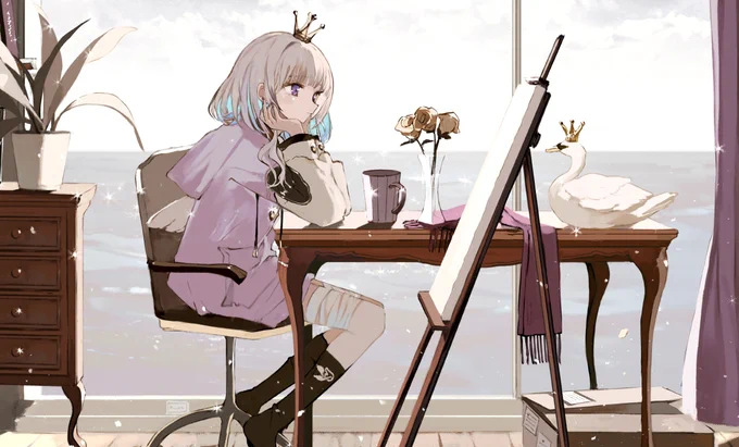 稀羽すう様の「左右盲」歌ってみた動画と生誕グッズイラスト描かせていただきました