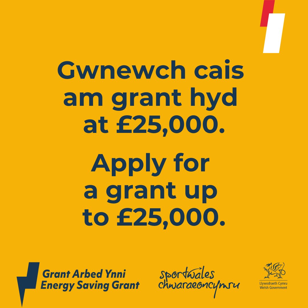 Power-up your sports club! @sportwales have launched the Energy Saving Grant to help your club reduce your utility bills. Start your application at: orlo.uk/R4sv7
