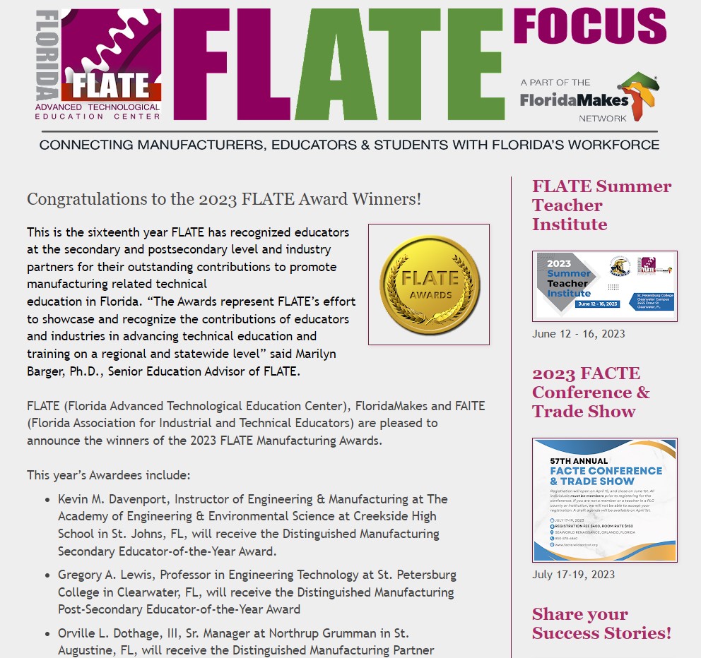 Abletrust's tweet photo. Congrats to @MACFlorida on being recognized as a 2023 #FLATE Award Winner for Most Innovative Manufacturing Month Student Event! Great to see the Made in Central Florida Expo and Student Design & Build Competition receive this honor from @Made_InFlorida! #inclusiveflorida https://t.co/1tbBLUJlNn