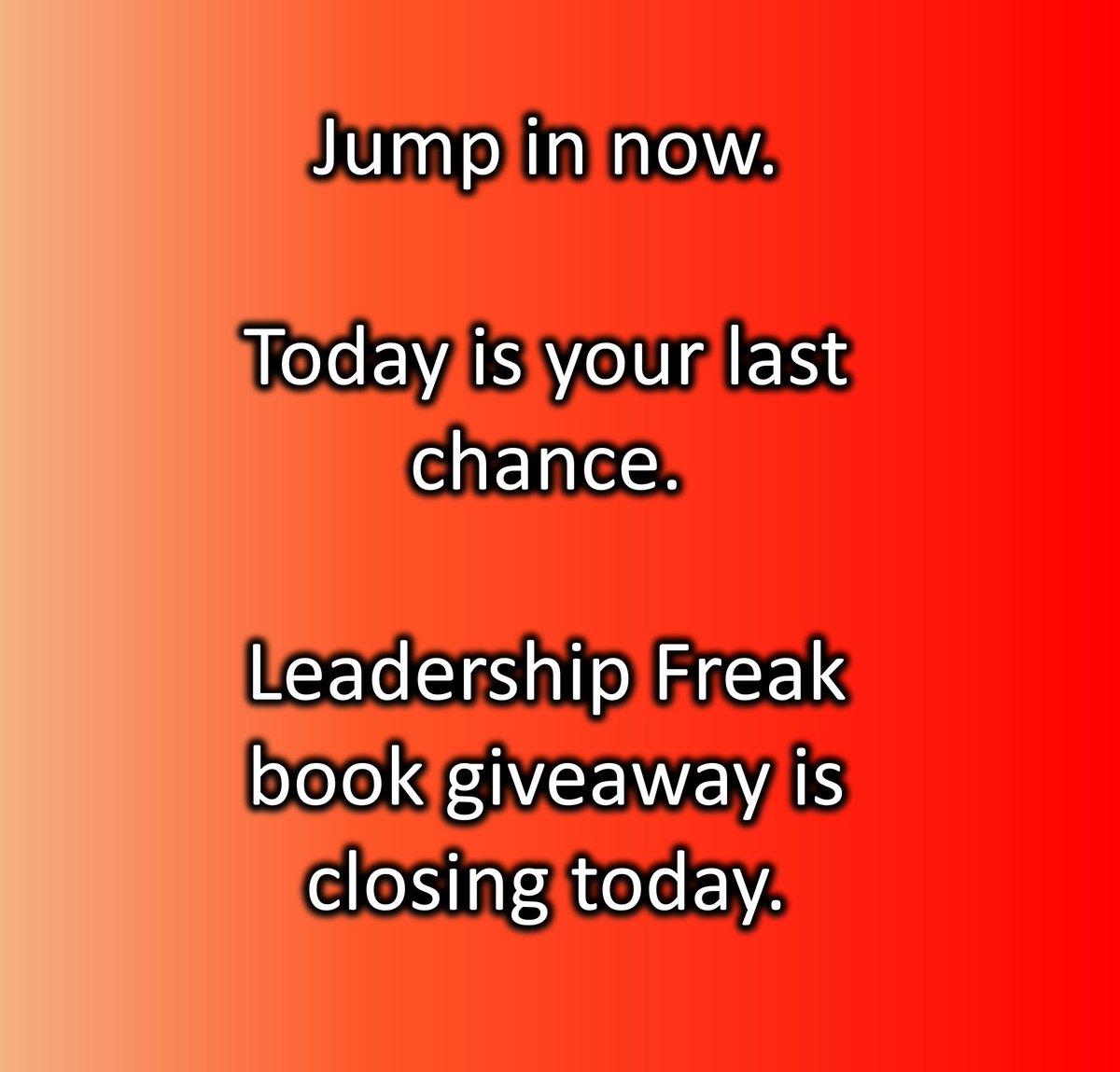 Get in before it's too late.

TODAY is your LAST chance.

Win a copy of, "Why Motivating People Doesn't Work... and What Does."

bit.ly/457vLNA

20 copies available.