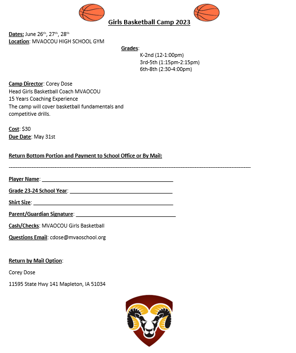 Girls basketball camp sign  ups now available!