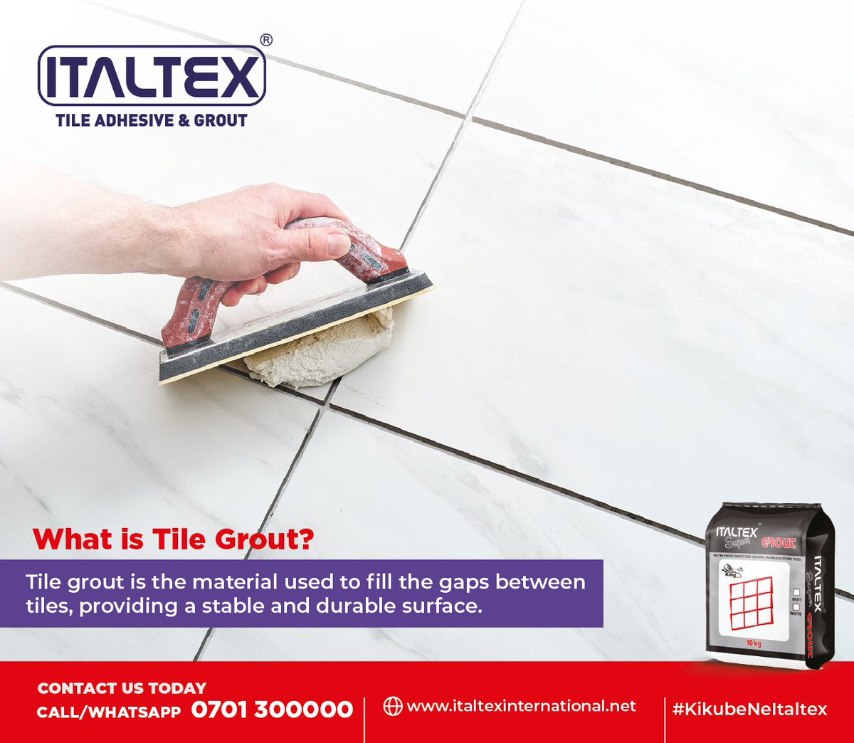 Tile Grout is important when it comes to tiling, many people use it but don't know what it is exactly.
Let's break it down for you.

To purchase, call: 0701300000

#italtex #tilegrout
