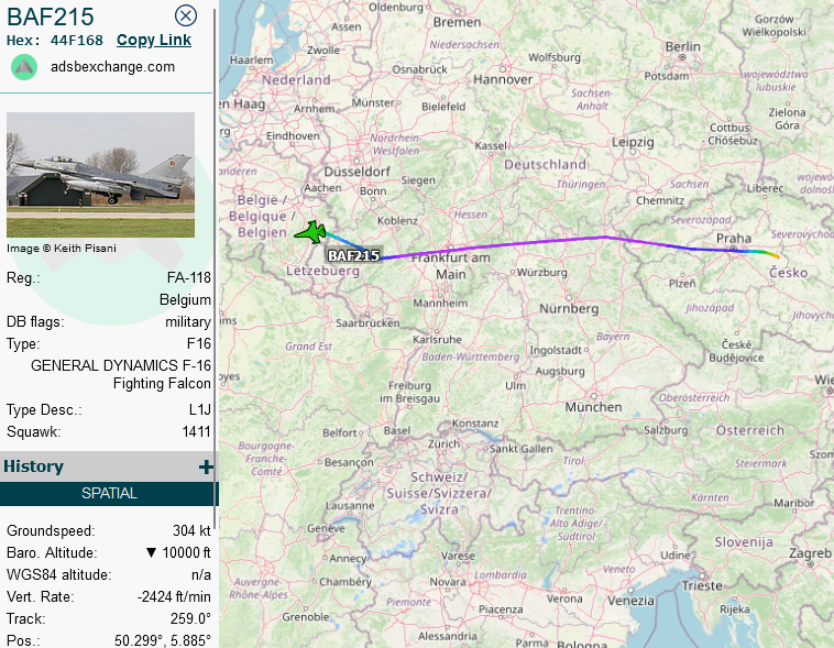 SirListenalot's tweet image. Belgian AF #F16 #44F168 as #BAF215 rtb Florennes after visiting the Open Day at Cáslav Air Base, Czechia