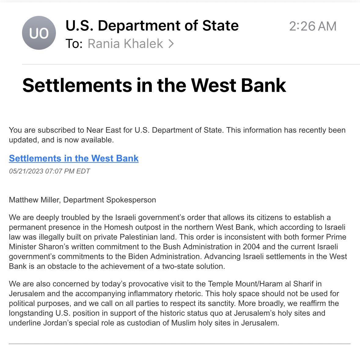 Rania Khalek on Twitter: "The US government is “deeply troubled” and