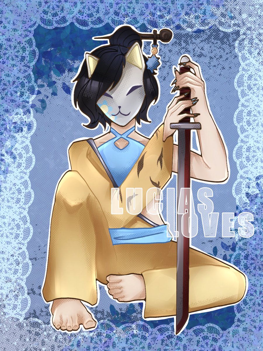 Luciasloves's tweet photo. Coming back from the dead with a drawing of my character in project slayers #roblox #ProjectSlayers #oc #art #artist #demonslayer #katana #draw #drawing #digitaldrawing #digitalart #blue #yellow https://t.co/jQpgNEAMPU