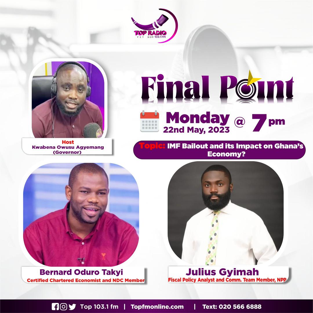 BOTghofficial's tweet photo. The man who insulted JDM for going to IMF in 2015 is calling himself a competent man for going back to the same IMF after borrowing to spend on his family and friends.  

Kindly join us on Top Radio tonight as we discuss the Impact of the IMF bailout to Ghana's economy. https://t.co/L0iMDj14BD