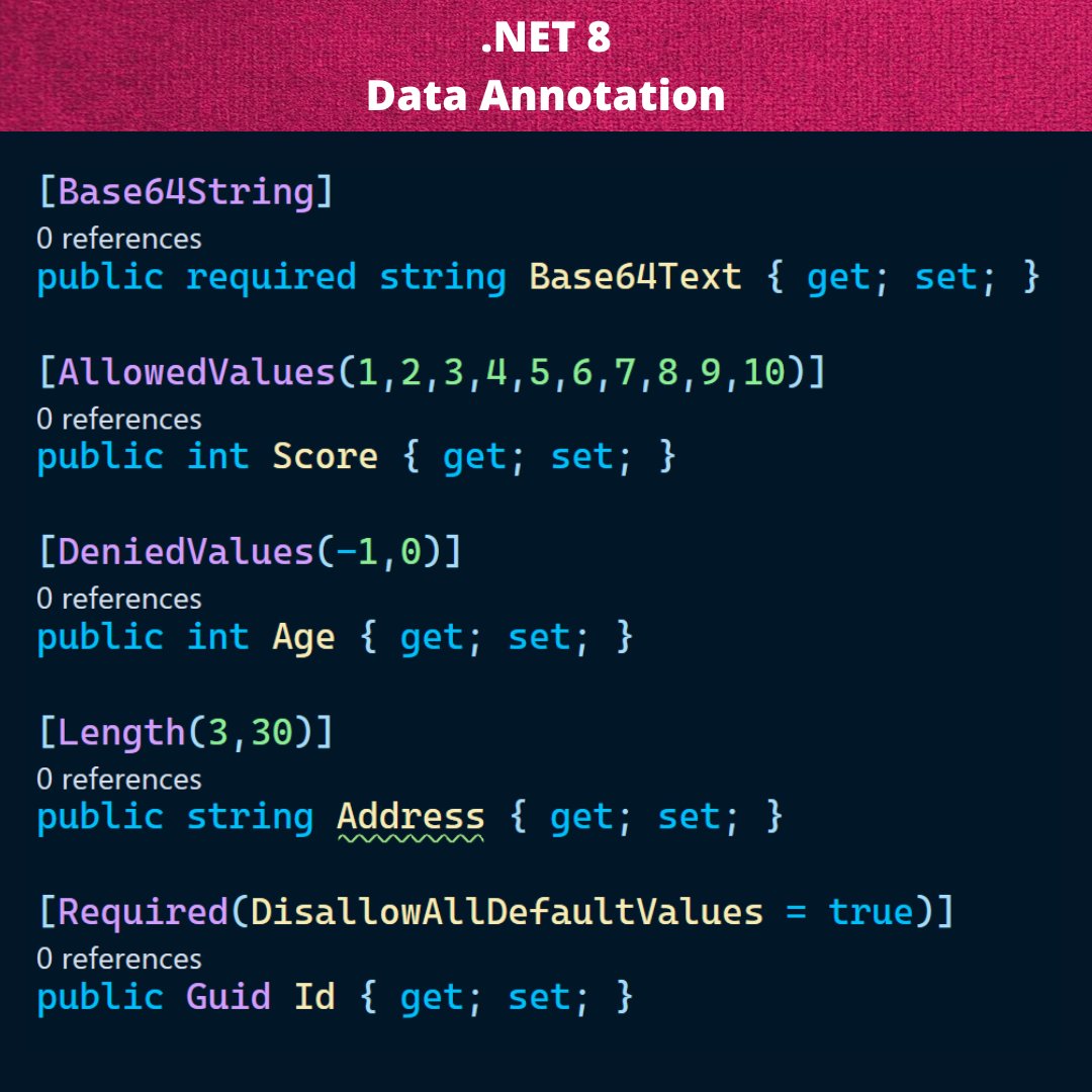 A new 'Data Annotation' for data validation is coming to .NET 8.

#dotnetcore #dotnet