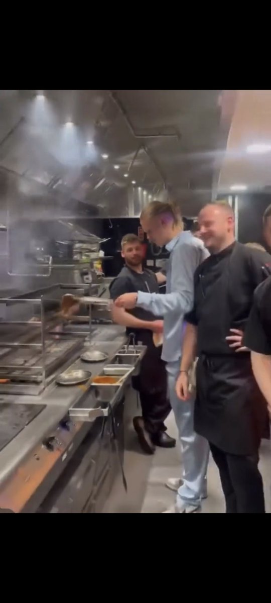 alex_brotherton's tweet photo. If, as a Premier League champion, you can't sack off your team's title party to cook steak in a Manchester restaurant wearing initialed pyjamas, then when can you? https://t.co/6tyaXqmrRK