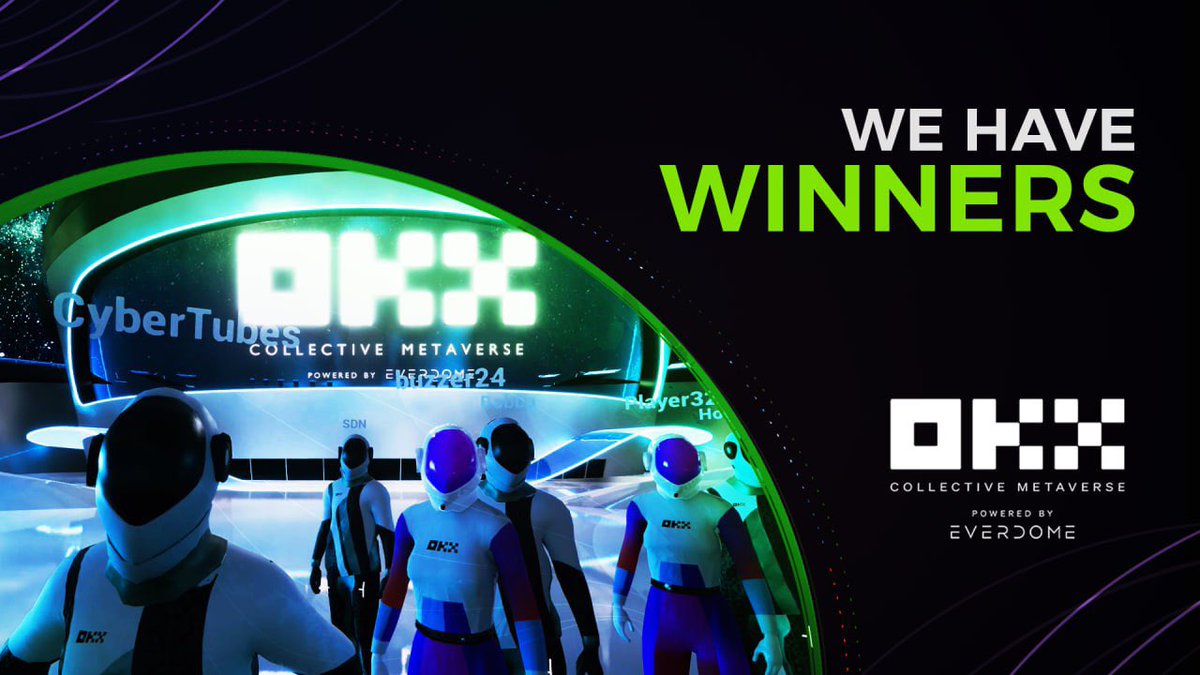 OKX Collective powered by Everdomeコンテストの受賞者が出ました！
🏆 Discordサーバーに飛び込んで、幸運な10人のEvernautsを発見しましょう！⚽️🥳

Discordに参加する👉discord.gg/everdome 

#OKXCollective