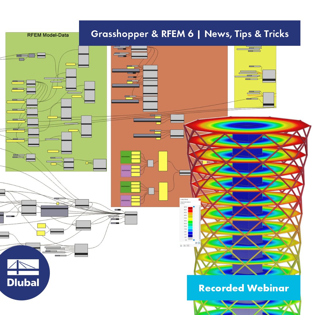 💻 Recorded Webinar: Grasshopper & RFEM 6 - News, Tips & Tricks

👉 dlubal.com/de/support-und…

#Rhino #Grasshopper #Plugin #NURBS #Parametric #RFEM #StructuralEngineer #CivilEngineering #StructuralEngineering #StructuralDesign #StructuralAnalysis #StructuralAnalysisSoftware #BIM