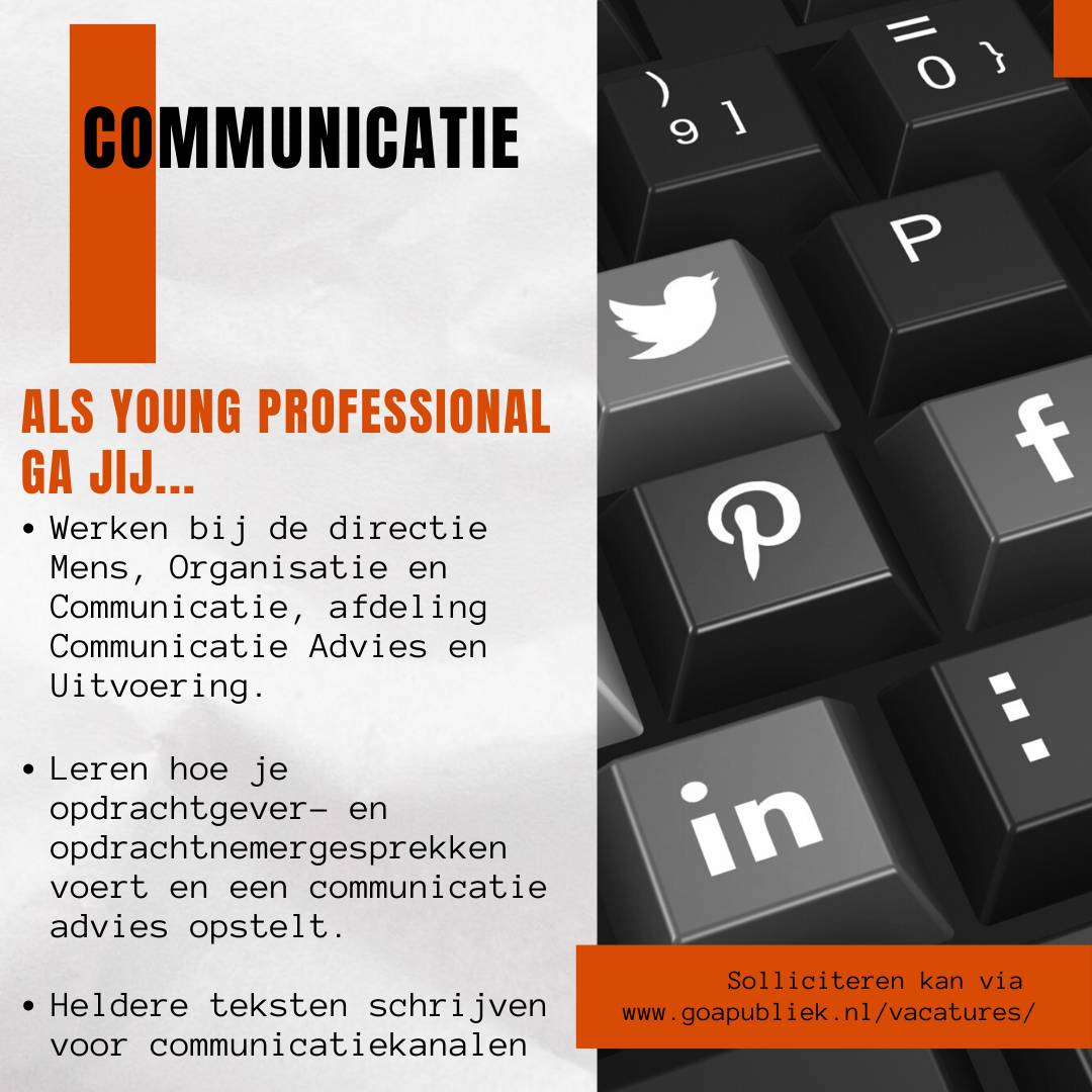 Gemeente Groningen zoekt Young Professionals!

Ben je recent HBO/WO afgestuurd met een afgeronde communicatie of journalistieke opleiding en ben je klaar voor een nieuwe uitdaging? Lees dan de volledige vacature op onze website!