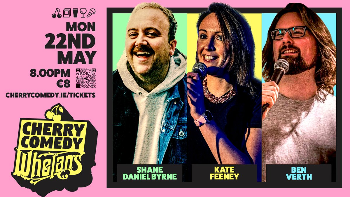 ⚡️ TONIGHT!⚡️

One of our favourites SHANE DANIEL BYRNE headlines this evening alongside KATE FEENEY, BEN VERTH &amp; DIANE O'CONNOR! 🤣

Join in the fun at <a href="/whelanslive/">Whelan's</a> - tickets €8 or get 20% off using code 'MAY22' at cherrycomedy.ie/tickets 🎟️

🍒🖼️🍺🍷🎤