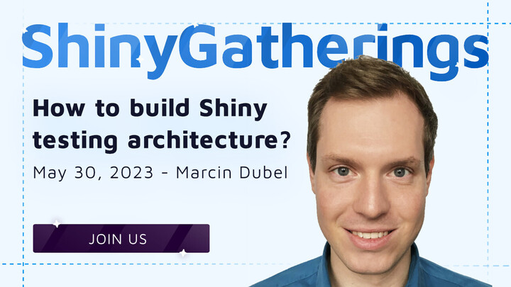 🚀Join us for the second Shiny Gathering next Tuesday, May 30, 6 pm CEST/12 PM EST! 
This time, together with <a href="/DubelMarcin/">Marcin Dubel</a> we'll learn how to build Shiny testing architecture.

More information &amp; free registration: shinyconf.appsilon.com/shiny-gatherin…

#Rstats #Shiny #ShinyGathering #RShiny