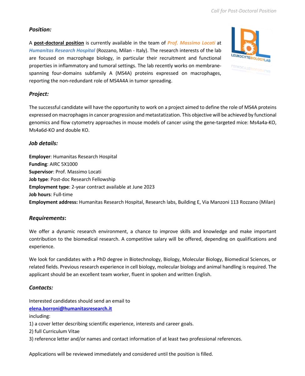 PhD Program in Experimental Medicine (Univ. Milan) tweet media