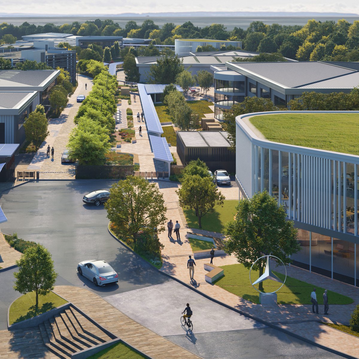 MercedesAMGF1's tweet photo. Building the Team of the future. 💪

We are proud to unveil the next stage of the £70 million redevelopment of our Brackley home to create a state-of-the-art, sustainable F1 campus of the future. 😍