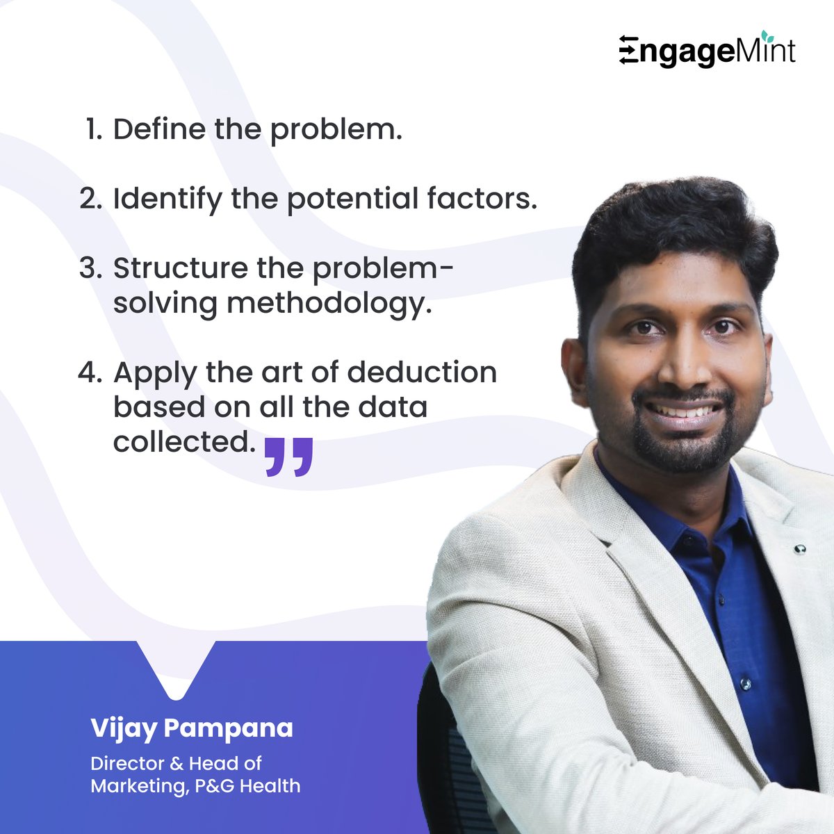 WebEngage's tweet image. Here’s how you can bring tips from detective fiction to growing a sustainable business. ⬇️

Vijay Kumar Pampana, Director - Head of Marketing, P&amp;amp;G Health shares how you can turn insights into actionable the Sherlock way! 🔎

Tag someone who’d find this helpful!

#EngageMint