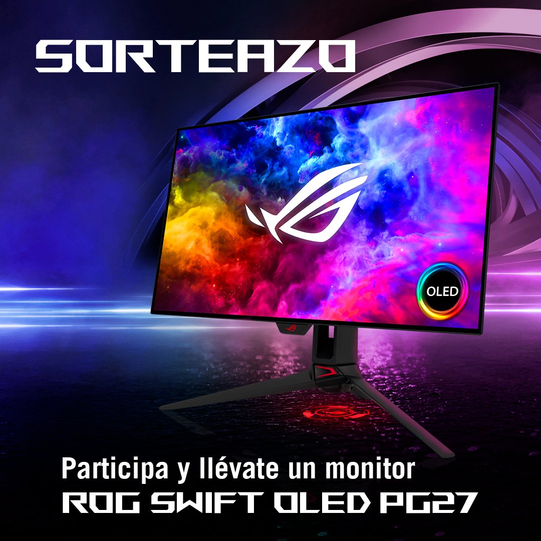 ROG España (@asusroges) on Twitter photo El monitor ROG SWIFT PG27 tienen todo lo que un gamer podría desear: pantalla OLED, 240Hz... Si tuvieras uno ¿cuál juego sería el primero con el que lo estrenarías?
💬¡Déjanoslo en comentarios y entra en el sorteo!
❤️ Sigue a <a href="/ASUSROGES/">ROG España</a>
🔁 Dar RT a este tuit.
¡Mucha suerte! El monitor ROG SWIFT PG27 tienen todo lo que un gamer podría desear: pantalla OLED, 240Hz... Si tuvieras uno ¿cuál juego sería el primero con el que lo estrenarías?
💬¡Déjanoslo en comentarios y entra en el sorteo!
❤️ Sigue a <a href="/ASUSROGES/">ROG España</a>
🔁 Dar RT a este tuit.
¡Mucha suerte!