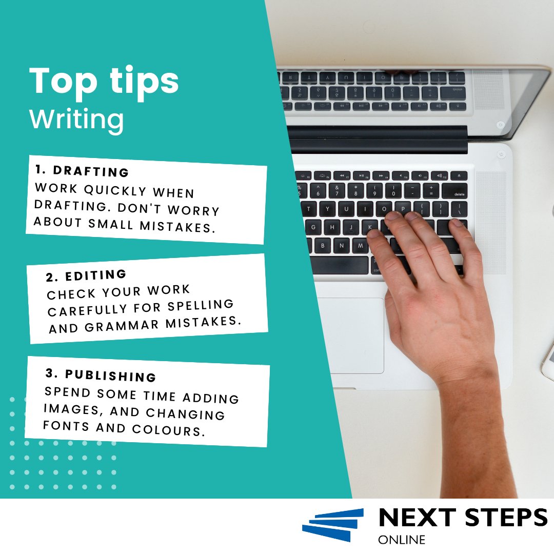 NextStepsOnline's tweet image. Tips for students linked to writing. #tipsforstudents #eslclass #eslonline #eslteaching #eslteacher