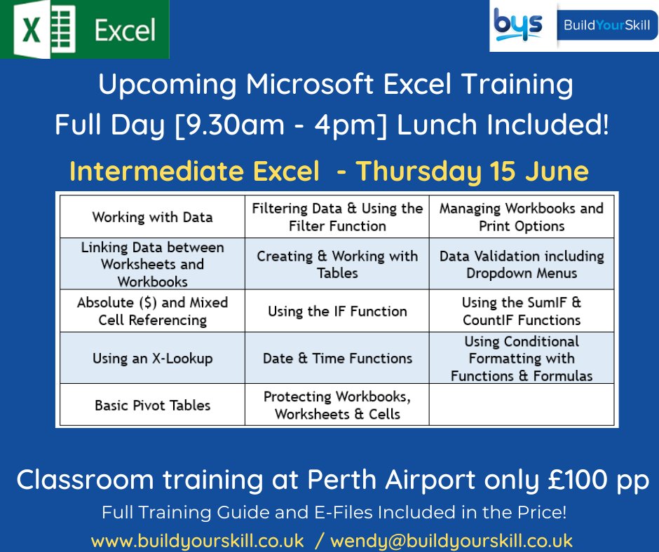Not quite the same as N5/H Admin & IT but this is what I cover in my Intermediate Excel training ... 😃
#DigitalSkills #BuildYourSkill #ExcelTraining