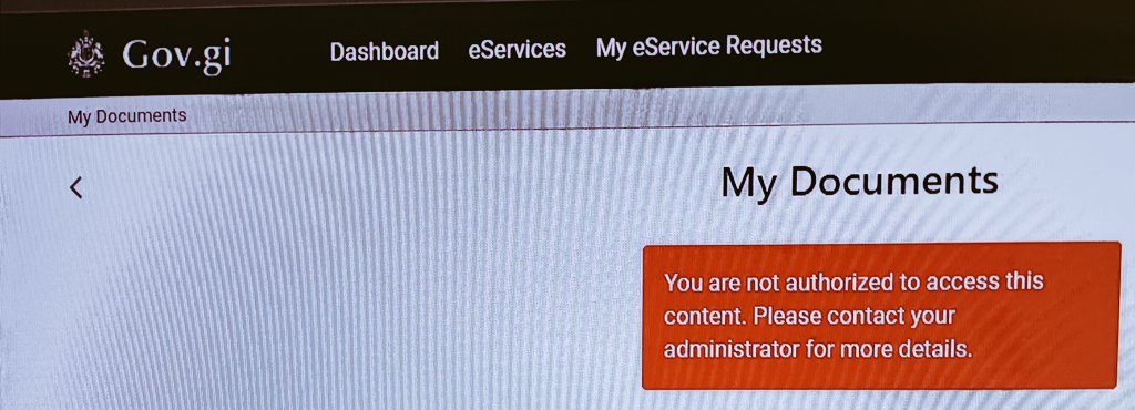 Of course, why would I be authorized to access my documents on the EGov website! @eGovgi