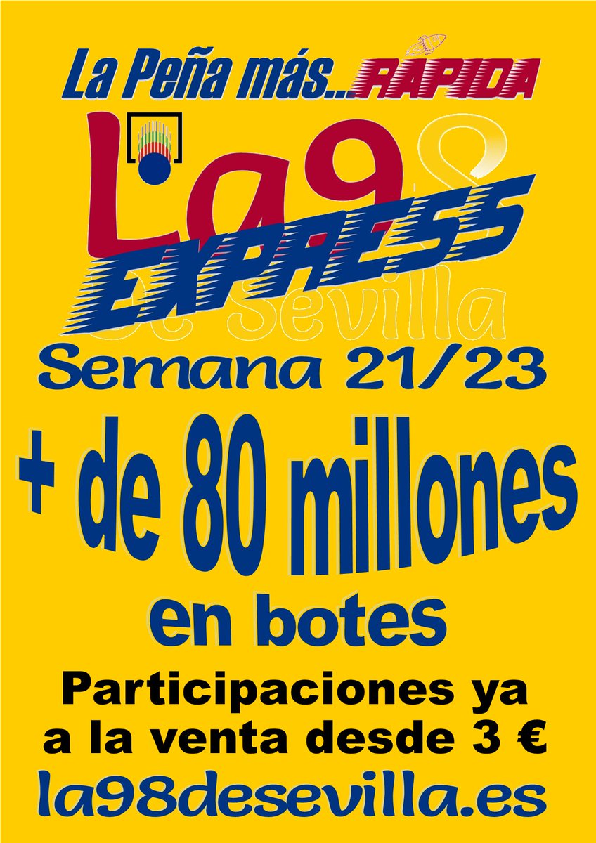 la98desevilla's tweet photo. Juega TODOS los botes !!!!
https://t.co/oW9Z1ljWUa
#euromillon #bote #loteria #bonoloto #primitiva https://t.co/npcMEVIS3t