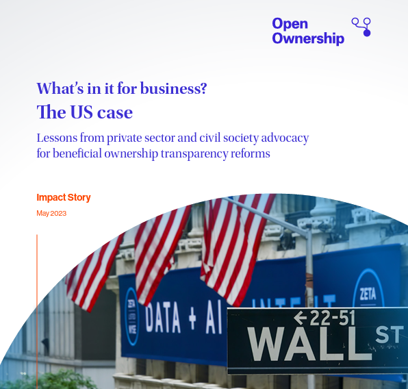 OpenOwnership's tweet photo. What’s in it for business? The US case: Lessons from private sector and civil society advocacy for beneficial ownership transparency reforms

Our new case study highlights learning from the decade-long effort to bring about US #BeneficialOwnership reform.

https://t.co/LKBFLHSklt https://t.co/pnAOhjcgaj