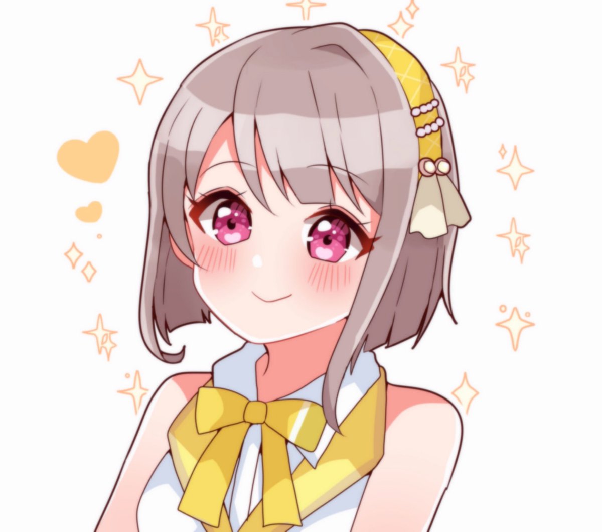 nakasu kasumi 1girl solo short hair smile bow blush yellow bow  illustration images