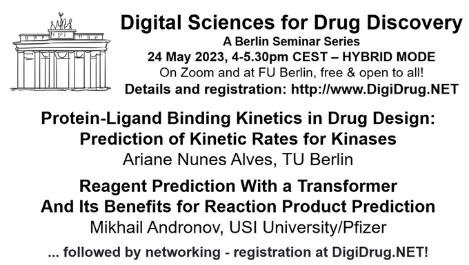 Don't miss to register zoom.us/meeting/regist… with @anunesalves, @TUBerlin & @andronov_m, @USI_university/@pfizer 24 May, 4pm CEST
@FU_Berlin
organized with A. Volkamer
@gerhardwolber
@AndreasBenderUK
#ai #compchem