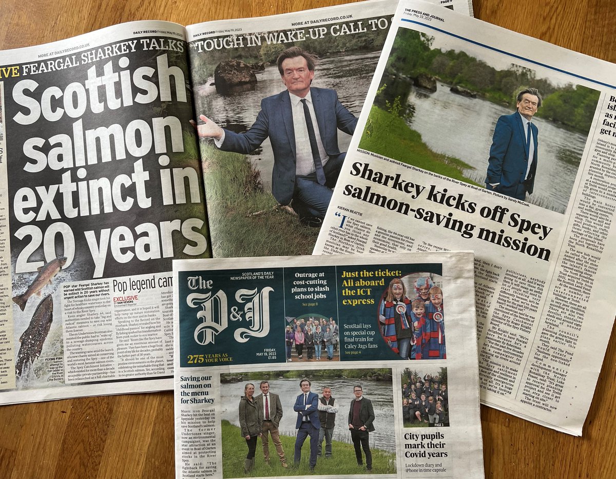 Great to see our launch event & the plight of Scottish Salmon in the news!😁

Our launch was covered by @bbcalba, @STVNews, @DailyRecord, @PressandJournal and @NScot. 

A big thanks to @Feargal_Sharkey for helping to get the word out there
#WildSalmonFirst #SpeyCatchment