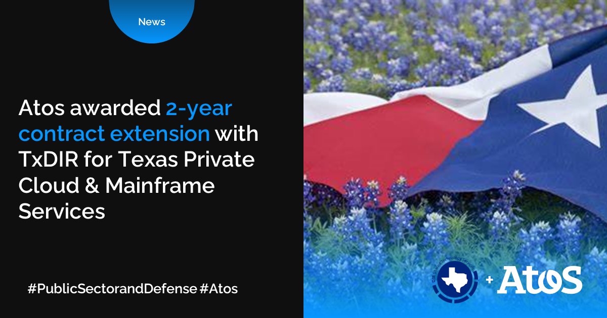 [Company News 📰🎊]

Atos is proud to announce its 2-year contract extension with TxDIR for our Texas Private Cloud and Mainframe Services!