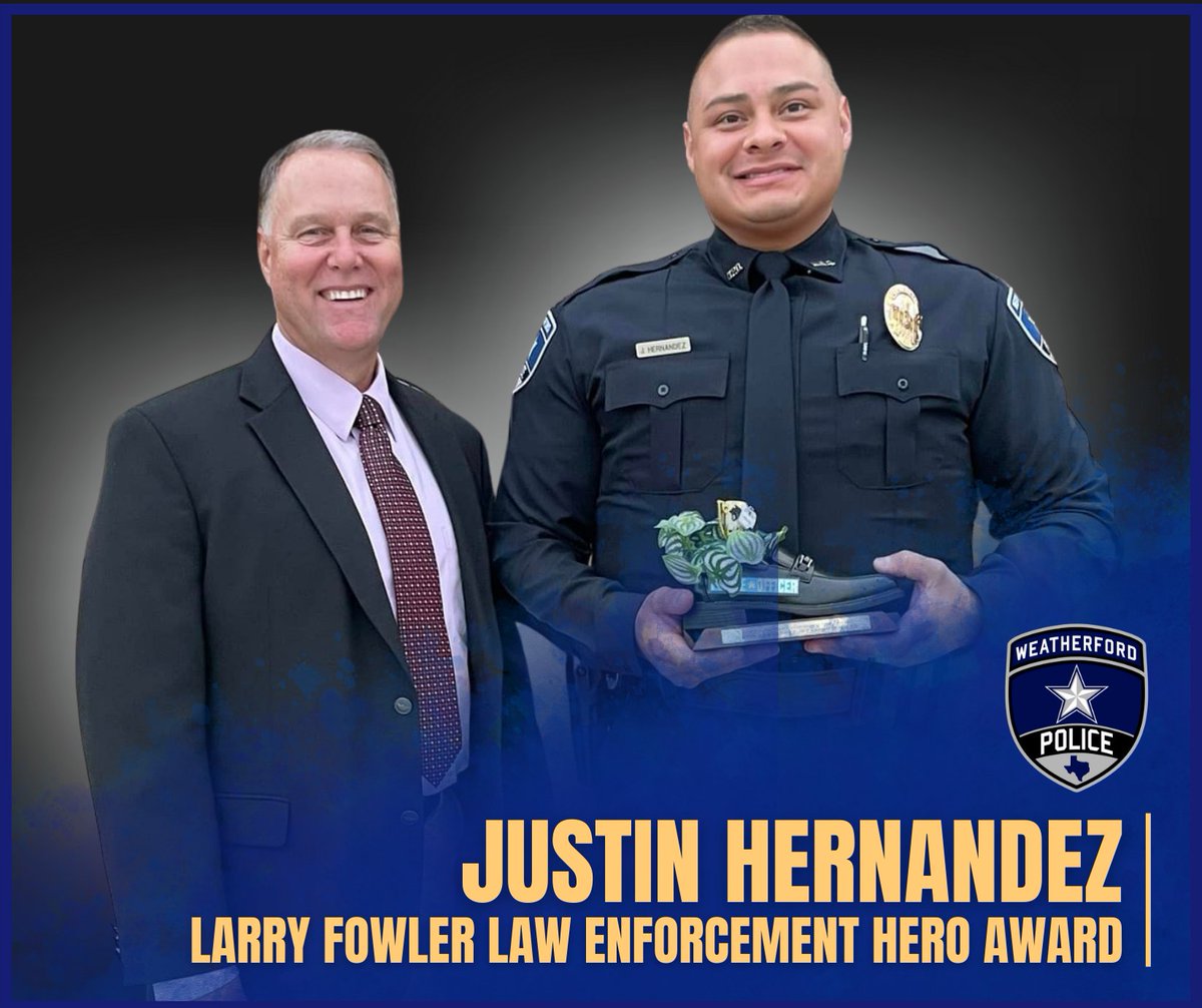 Help us congratulate Officer Justin Hernandez for receiving the Larry Fowler Law Enforcement Hero Award. He strives to be the best version of himself everyday and helps those around him be there best too. We are proud to serve with him!
 
#strongcommunity
#WPDproud