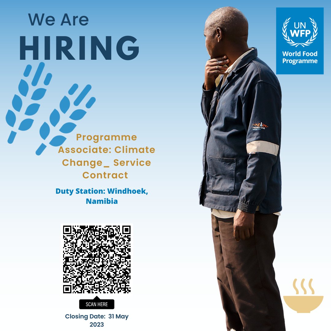 #WFPNamibia has a job opening for a Programme Associate: Climate Change.

To join our team, apply through👇🏽
lnkd.in/gSDapQ6d
🗓by 31 May 2023,

#NamibiaVacancies #UNJobs #WFPJobs