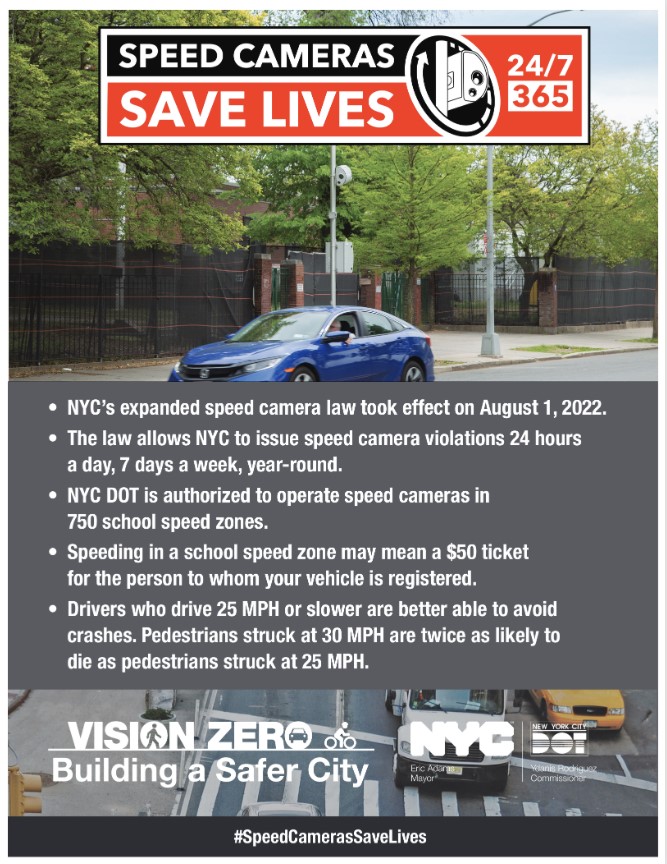 DutchKillsCivic's tweet photo. NYPD114Pct: The default speed in NYC is 25.  Slow down. https://t.co/iAagn3uIE6