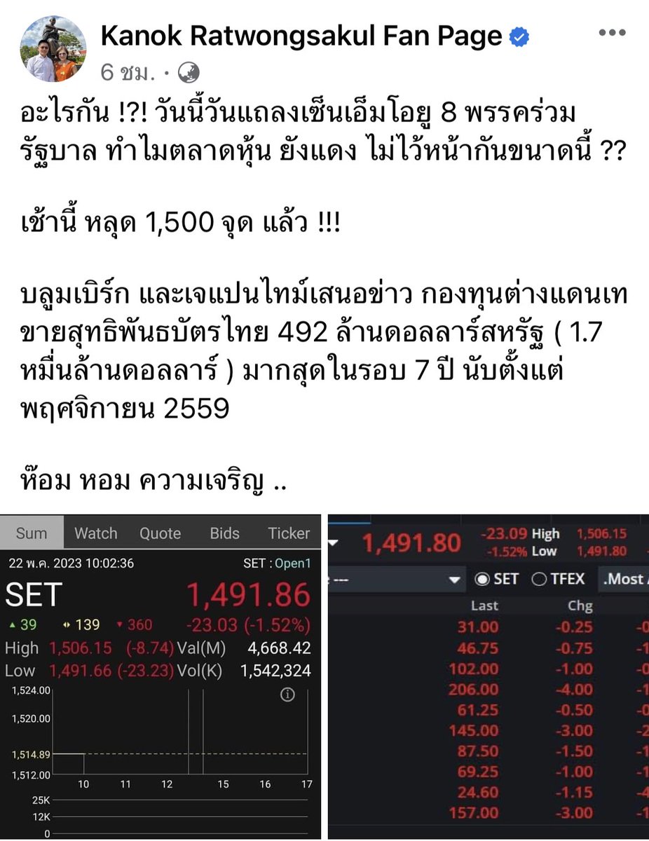 joe_black317's tweet photo. กนก Top News โพสต์ตอนก่อนเที่ยง บอกวันนี้ หุ้นตกระนาว 

ล่าสุด #สรยุทธ์ โพสต์เมื่อกี้ บอกปิดตลาดหุ้น +14.35 https://t.co/XAVgR3xJuz