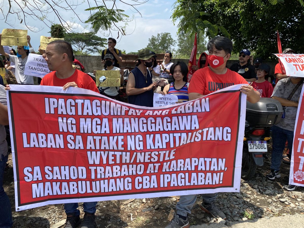 LakapatiLaguna's tweet photo. TRABAHO HINDI TANGGALAN! WYETH-NESTLÉ GANID SA TUBO!
Nakiisa ang Lakapati Laguna sa ikinasang pagkilos upang suportahan ang mga manggagawa ng Wyeth-Nestlé at ipanawagan ang pagpapabalik sa trabaho ng 145 na iligal na tinanggal noong Mayo 18.
#StandWithWyethWorkers https://t.co/Mlnr8jNoDW