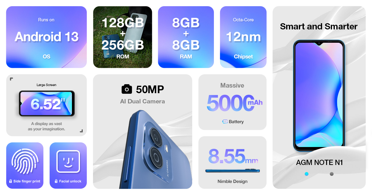 📱Introducing the AGM NOTE N1!✨

Looking for a smartphone that packs a punch without breaking the bank? Say hello to the AGM NOTE N1 - where smart design meets even smarter pricing!

#AGMNOTE #SmartphoneSmarterPrice #android #release #noten1 #smartphone
