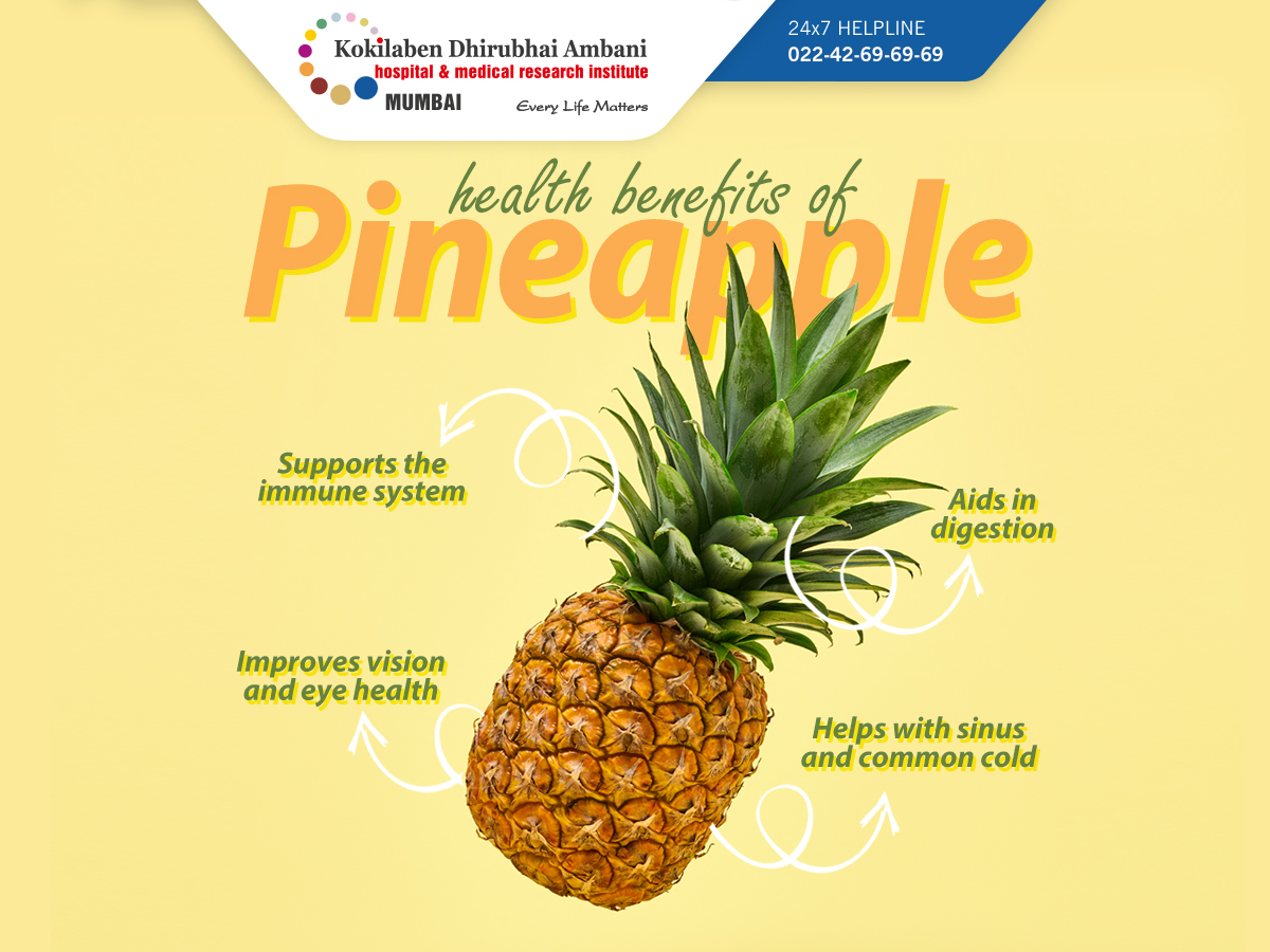 Pineapple is a delicious tropical fruit that has miraculous health benefits. It helps improve respiratory health and digestion, aids in weight loss, strengthen bones, boosts eye health, and reduces inflammation. #benefitsofpineapple #healthyfruit #summerfruit #tipoftheday