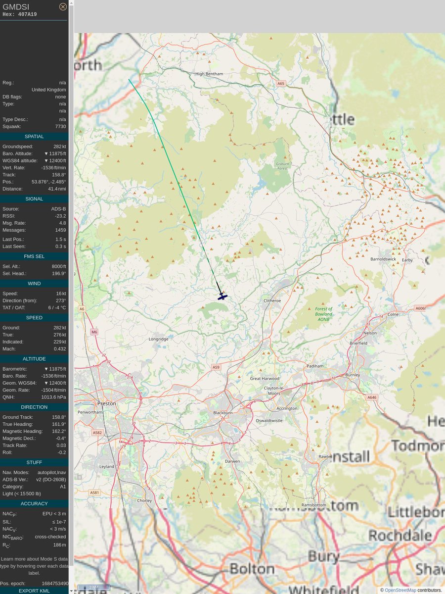 #PlaneAlert ICAO: #407A19 Tail: #GMDSI Flt: #GMDSI 
Owner: #Ravenair
Aircraft: #Pilatus PC-12 NGX
2023/05/22 12:04:35
#PC12 #Surveillance #Covert #Spyplane ravenair.co.uk 
globe.adsbexchange.com/?icao=407A19&s…