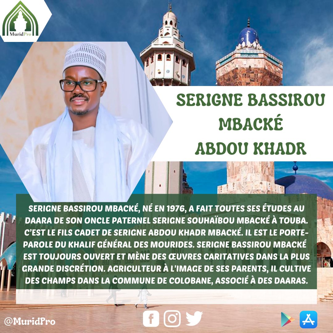 SERIGNE BASSIROU MBACKÉ ABDOU KHADR
——
Di Baalu Akk Ñëpp Té Di Baal Ñëpp
——
#islam #coran #serignetouba #touba #khassida #cheikhibrafall #bayefall #muridpro #salihate #senegal