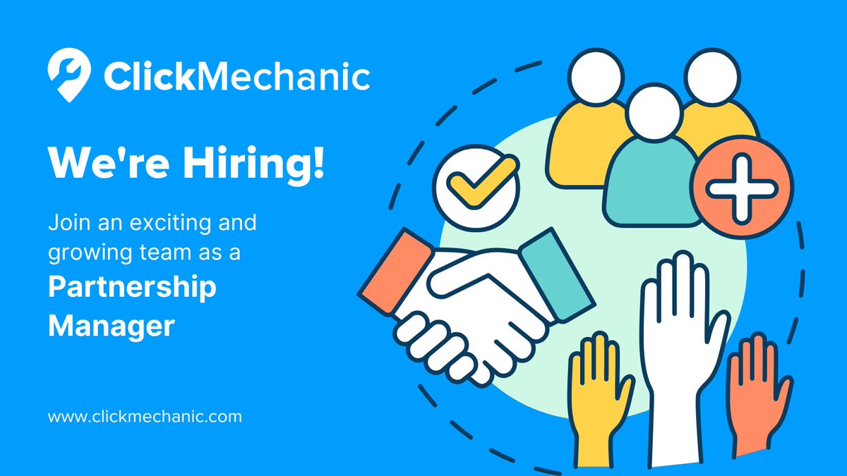 📣 We're Hiring: Partnership Manager! 🤝

ClickMechanic is on the lookout for a Partnership Manager to join the growth and marketing team. An exciting opportunity to be part of UK's market-leading car repair platform! 🚀

Apply here: apply.workable.com/clickmechanic/…

#hiringnow