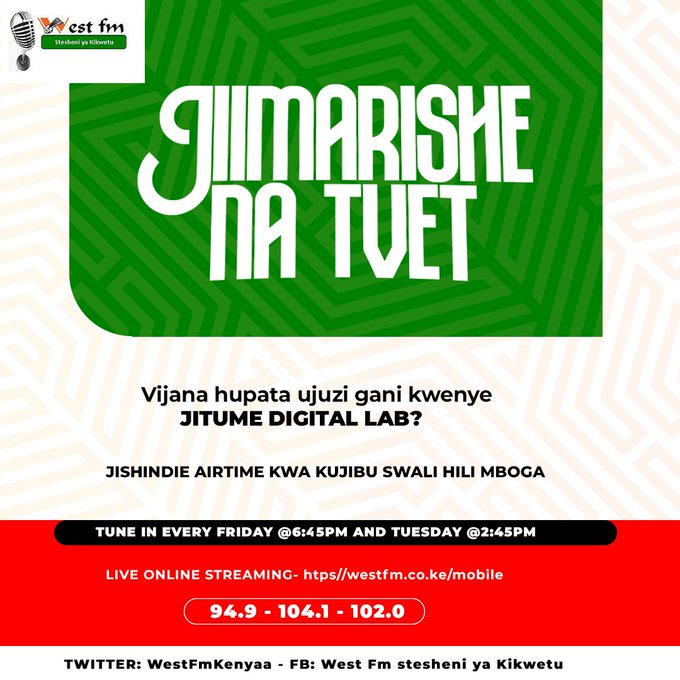 Pata airtime kwa kujibu swali mboga!!!

#jipangenatvet #YoungAfricaWorks
#jiimarishenatvet