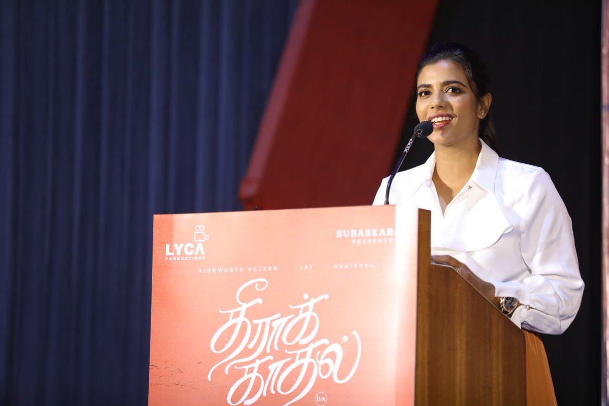 Myself and Dir @rohinv_v had a 2.5-year journey with this project #TheeraKaadhal, Everyone would have come across a story like this in their life. Surely it would be a feel-good movie for everyone @aishu_dil at #TheeraKaadhalPressMeet
 @proyuvraaj  @gkmtamilkumaran  #Subaskaran
