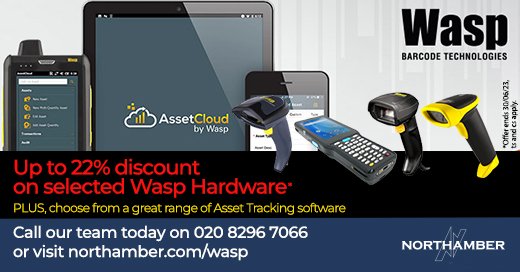 We have up to 22% OFF selected Wasp Barcode scanners, Printers and Mobile Computers until 30th June 2023, Ts and Cs apply.
Find out more about our range of Wasp solutions for Asset Tracking, Inventory Tracking and much more. Call on 020 8296 7066 or visit northamber.com/wasp