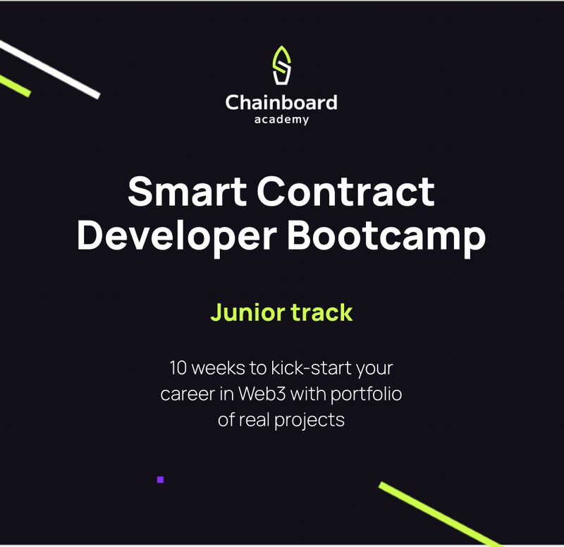 Chainboard_'s tweet photo. The world of #Web3 development is evolving rapidly, and now is the perfect time to join the movement⚡️

Sign up for the 1st open lecture of #Solidity Smart-Contract Developer Bootcamp before May 24th and fast-track your career in #blockchain development: https://t.co/gP7FJLttxr https://t.co/oJSJZgTEZX
