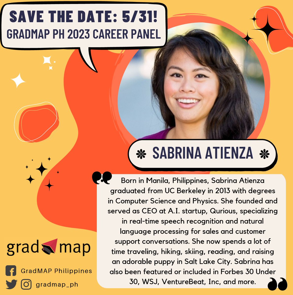 gradmap_ph's tweet image. Startups, art, and technology, we’ve got it all! 
Meet Sabrina and @shmu_h  when you sign up for our #GradMAPCareerPanel2023. 

Secure your slot now!
📍bit.ly/gradMAPcareer

#sciencePH #career #mentorship