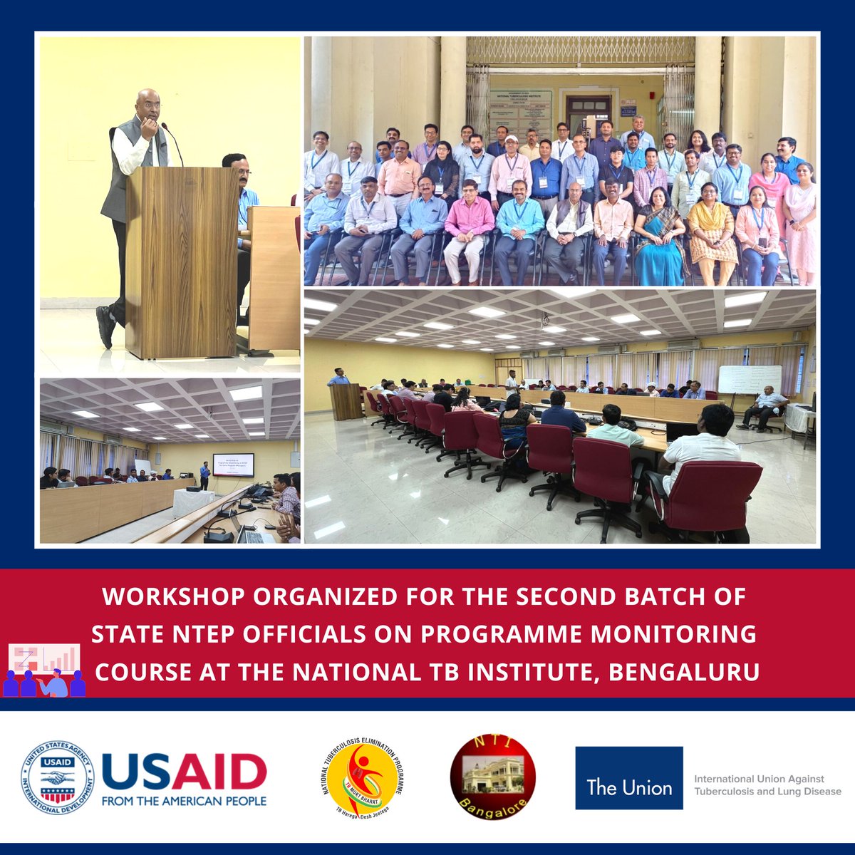 @TbDivision in collaboration with @usaid_india supported @TheUnion_USEA led @IdefeatTb is conducting a 5⃣-day workshop for the second batch of State NTEP officials on #ProgrammeMonitoring at NTI, Bengaluru. The workshop was enlightened by the presence of @ddgtb2017.