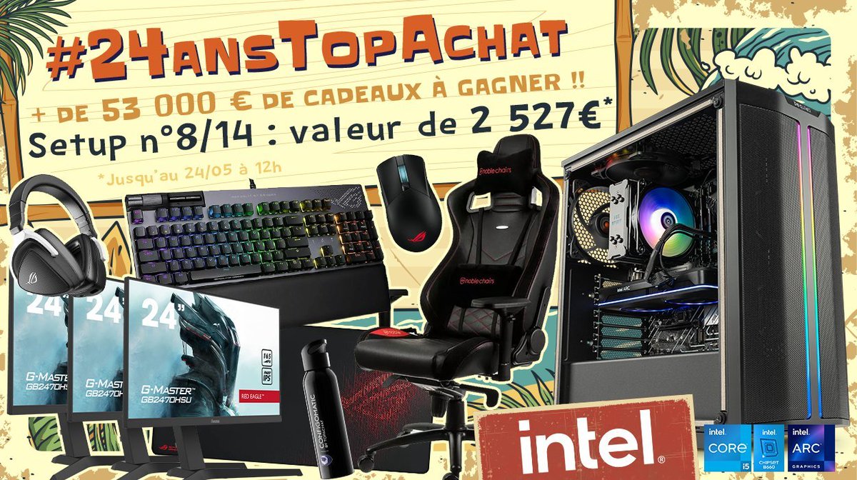 TopAchat's tweet photo. @IntelFrance DEBOUT ! C'est le moment de #RT le #Setup8 des #24AnsTopAchat !

https://t.co/5V3j17caq5 https://t.co/nU1AbsGg29