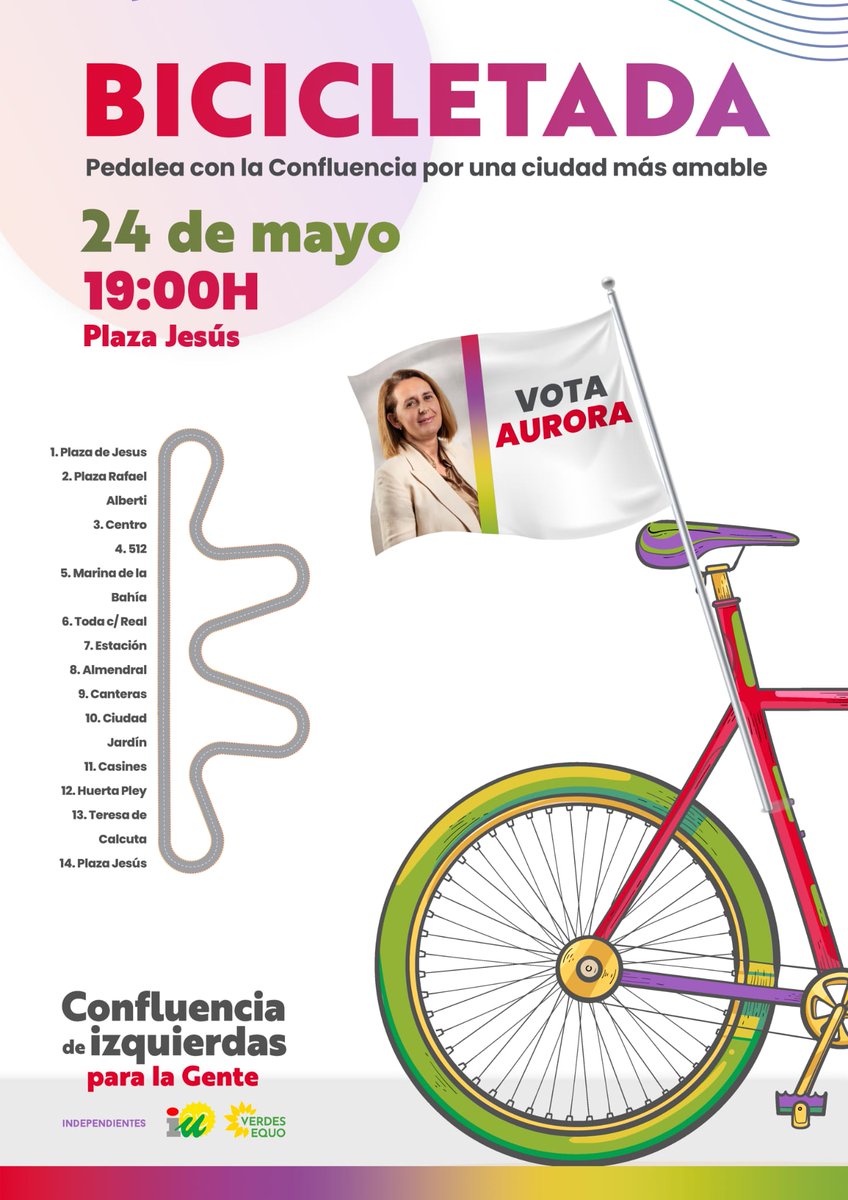 confluencia_de's tweet photo. 🚵🏼‍♀️🚴🏾 Pedalea con la Confluencia por una ciudad más amable.

@PuertoRealIU @VerdesEquoPtoR #IU #Equo #Independientes #CiudadAmable #AhoraAurora #ConfluenciadeIzquierdas #ParalaGente #PuertoReal #Cádiz #VotaAurora #28M #eleccionesmunicipales2023 https://t.co/Z8GU1FgKVT