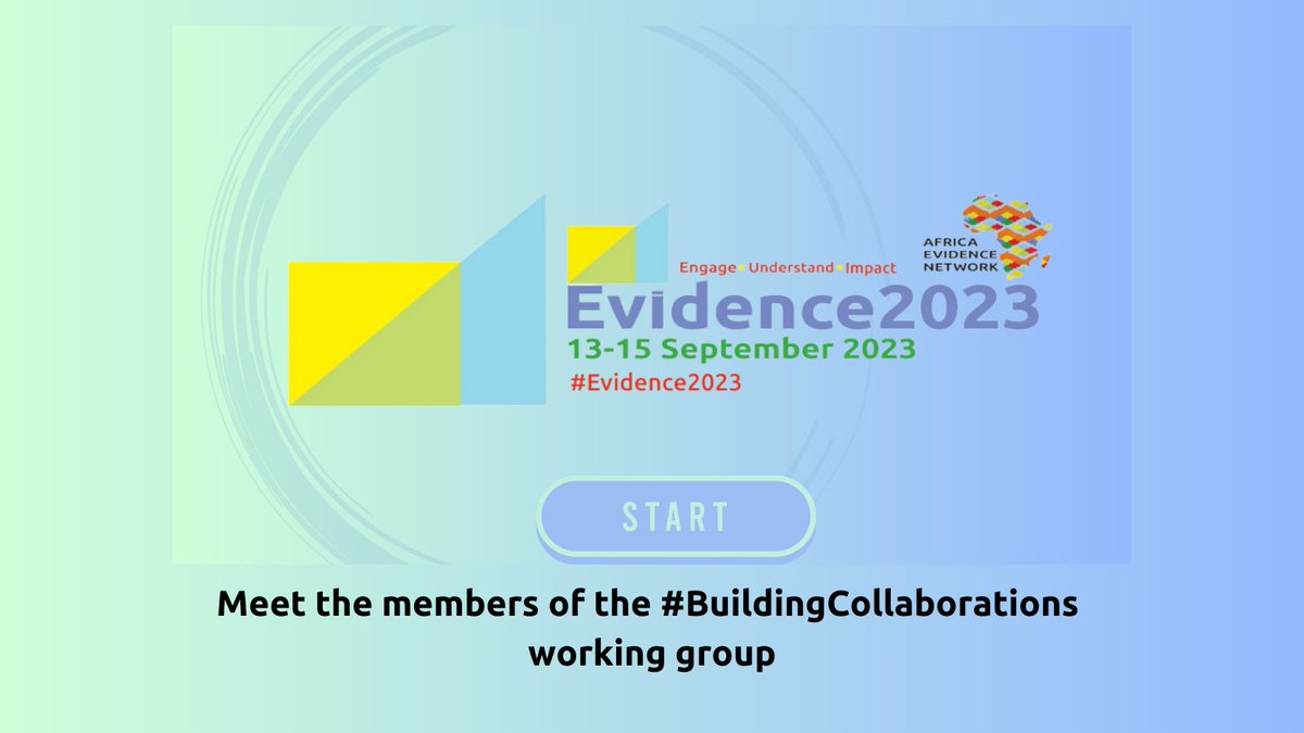 Africa_evidence's tweet photo. Meet the members of the #BuildingCollaborations workstream as they contribute to the development of networks #EIDM. https://t.co/HIr7VyVrwD #Evidence2023 working group members have been working behind the scenes  on ways to foster connections &amp; collaborations in EIDM. https://t.co/pQ5JPcYgPB