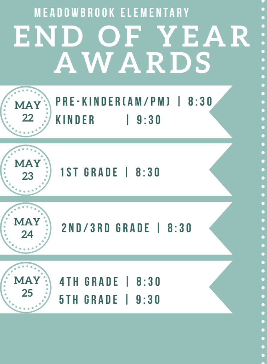 ElemMeadowbrook's tweet photo. It’s that time! Can’t wait to celebrate each of our babies and their accomplishments! Please join us and remember to check into the front office with your photo ID. https://t.co/GkiaF6isFf